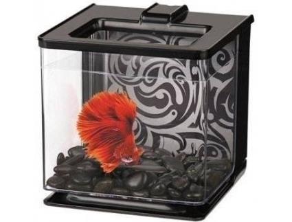 Aquário para Peixes  Kit para Bettas (Preto - 15.8x15.8x15.8cm - 2.5L)