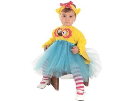 Fato de Bebé  Coruja Com Olhos Grandes Amarelo E Azul (Tam: 6 a 12 meses)