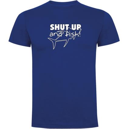 Camiseta De Manga Curta Shut Up And Fish XL Royal Blue
