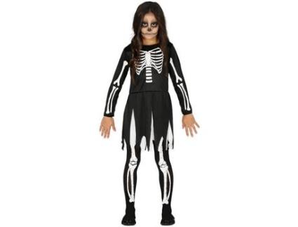 Fato de Menina  Esqueleto Preto (Tam: 7 a 9 anos)