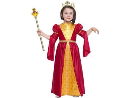 Fato de Menina  Princesa Medieval Vermelho E Dourado (Tam: 5 a 6 anos)