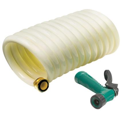 Coiled Washdown Hose With Sprayer One Size White