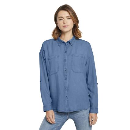 Camisa Manga Comprida Tencel Button XS Blue Denim