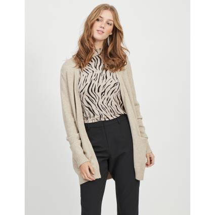 Cardigan Manga Comprida Ril Open L Natural Melange