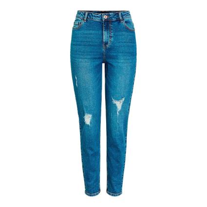 Jeans Cintura Alta Kesia Mom Ankle Destroy235 Vi L Medium Blue Denim