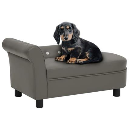 Sofá para cães 83x45x42 cm couro artificial cinzento
