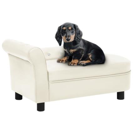 Sofá para cães 83x45x42 cm couro artificial cor creme