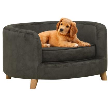 Sofá para cães 69x69x36 cm pelúcia cinzento-escuro