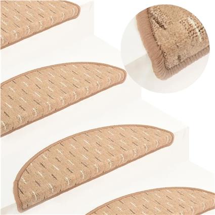 Tapete/carpete para degraus 15 pcs 56x20 cm castanho-claro