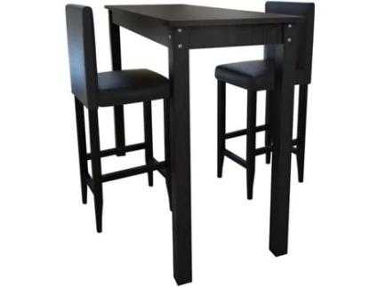 Mesa de bar com 2 cadeiras de bar, preto