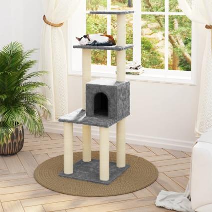 Árvore p/ gatos c/ postes arranhadores sisal 105 cm cinza-claro