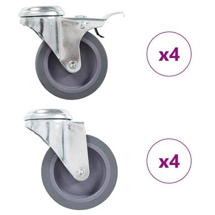 8 pcs Rodas giratórias com furo roscado 75 mm