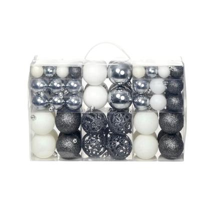 Conjunto de bolas de natal 100 pcs 6 cm branco/cinzento