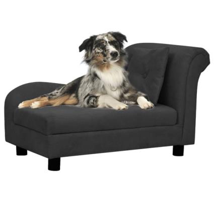 Sofá para cães com almofada 83x44x44 cm pelúcia preto