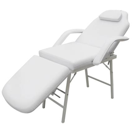 Cadeira massagem com encosto ajustável e apoio para os pés, branco