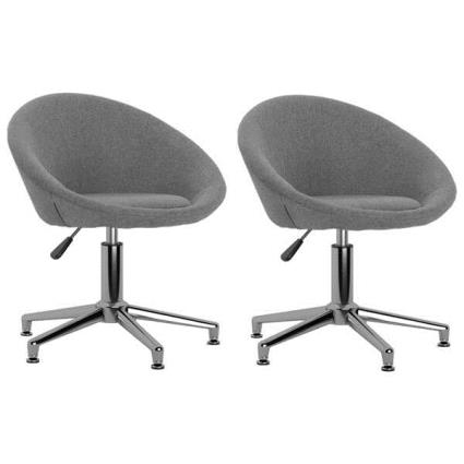 Cadeiras de jantar giratórias 2 pcs tecido cinzento-claro