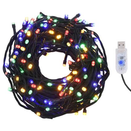 Cordão de luzes 400 LEDs 40m 8 efeitos iluminação IP44 multicor