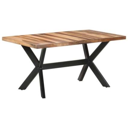 Mesa jantar 160x80x75 cm madeira maciça c/ acabamento sheesham