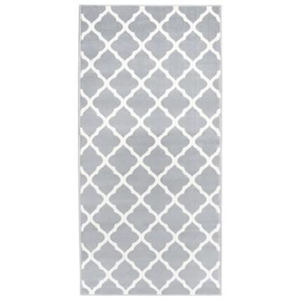 Passadeira 100x250 cm polipropileno cinzento e branco
