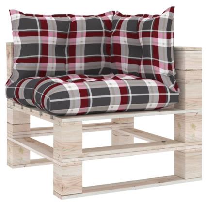 Almofadões para sofás de paletes 3 pcs tecido xadrez vermelho