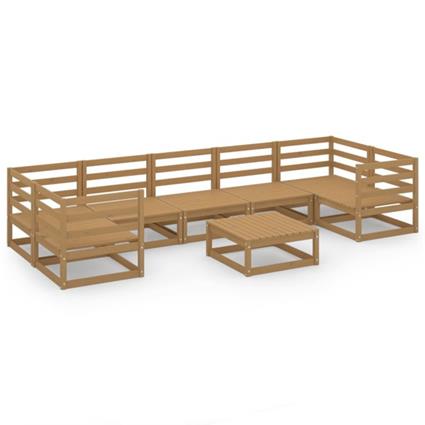 8 pcs conjunto lounge de jardim pinho maciço