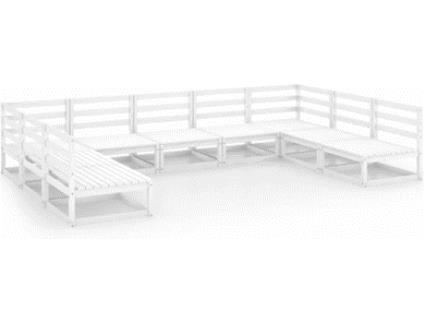 9 pcs conjunto lounge de jardim pinho maciço