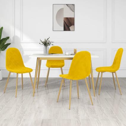 Cadeiras de jantar 4 pcs veludo amarelo mostarda
