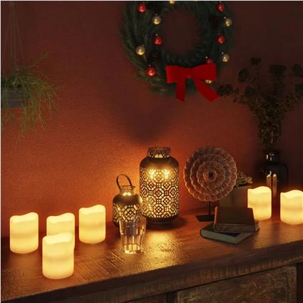 Velas LED c/ temporizador e controlo remoto 24pcs branco quente