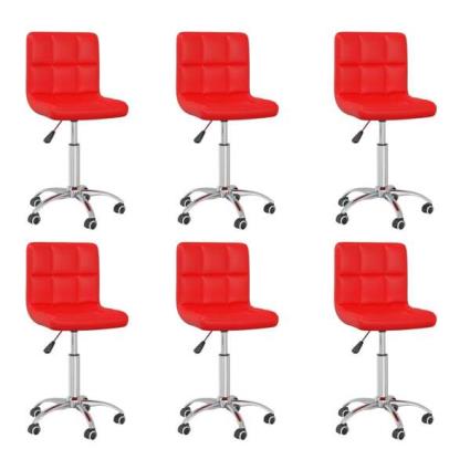 Cadeiras de jantar giratórias 6 pcs couro artificial vermelho