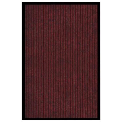 Tapete de porta às riscas 80x120 cm vermelho