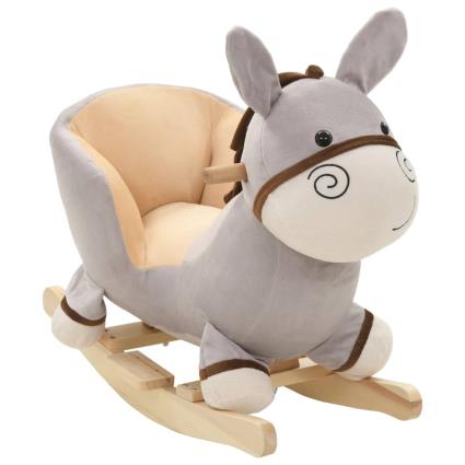 Animal de baloiçar burro em pelúcia 60x32x55 cm cinzento