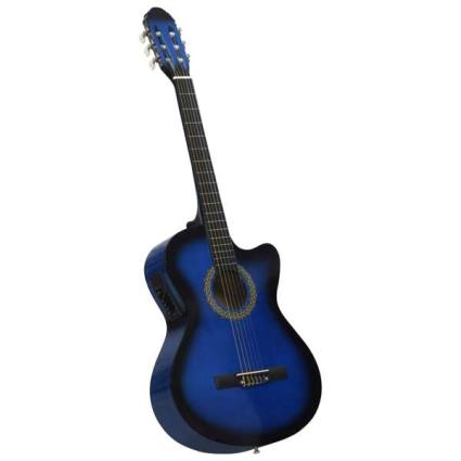 Guitarra acústica cutaway com equalizador e 6 cordas azul