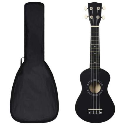 Conjunto ukulele soprano infantil com saco 21' preto