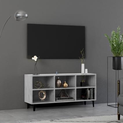 Móvel de TV com pernas em metal 103,5x30x50 cm cinzento cimento