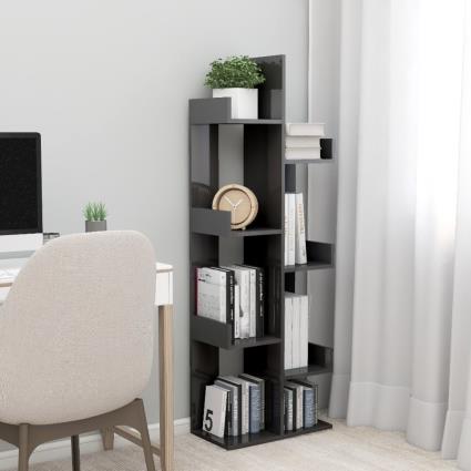 Estante 48x25,5x140 cm contraplacado cinzento brilhante