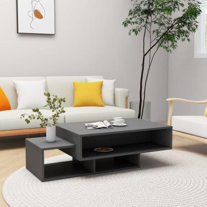 Mesa de centro 105x55x32 cm contraplacado cinzento