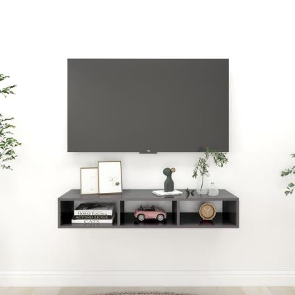 Estante de parede 102x30x17 cm contraplacado cinza brilhante