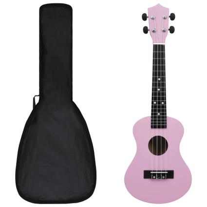 Conjunto ukulele soprano infantil com saco 23' rosa