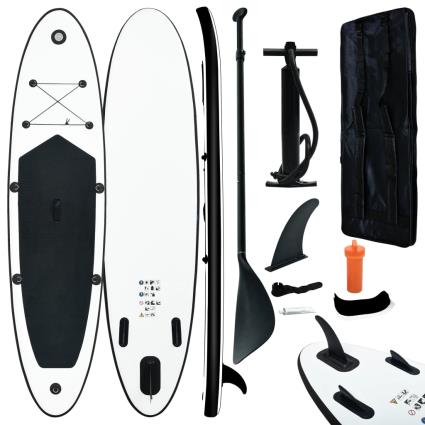 Conjunto prancha de paddle SUP insuflável preto e branco