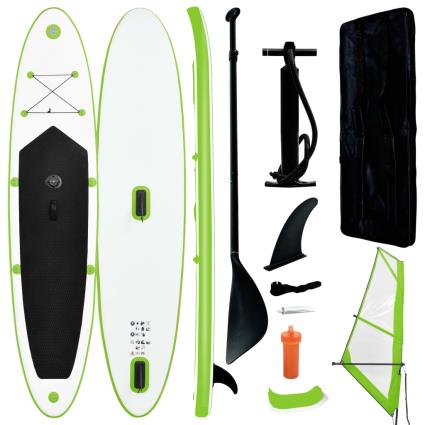 Conjunto prancha paddle SUP insuflável c/ vela verde e branco