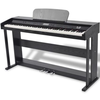 Piano digital de 88 teclas com pedais, placa de melamina preta