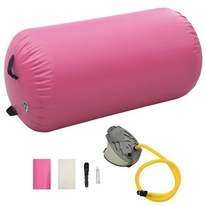 Rolo de ginástica/yoga insuflável com bomba 120x90 cm PVC rosa