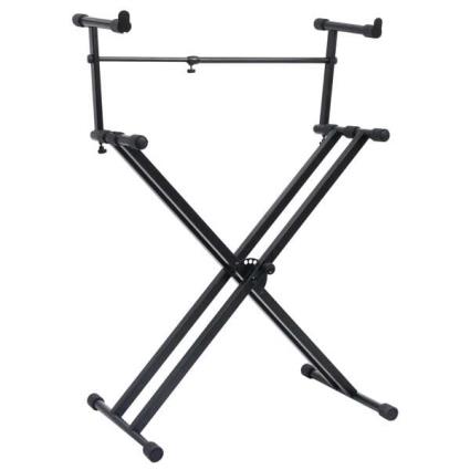 Suporte duplo para teclado com estrutura em X preto