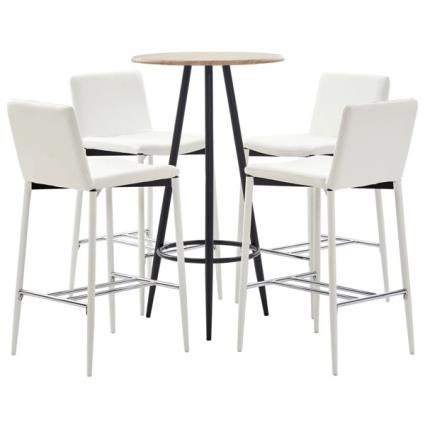 5 pcs conjunto de bar couro artificial branco