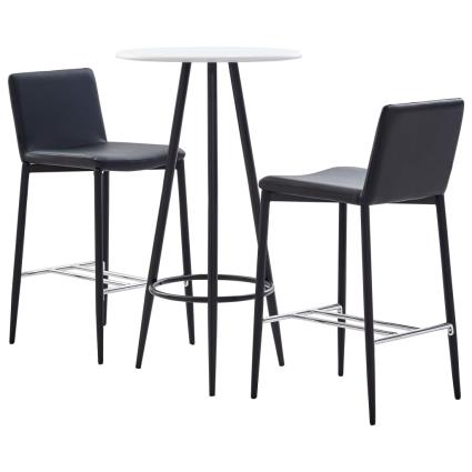 3 pcs conjunto de bar couro artificial preto