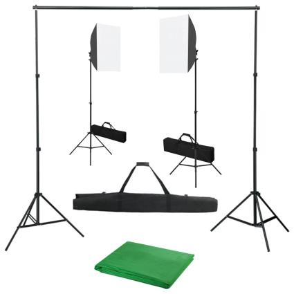 Kit de estúdio fotográfico com softbox de iluminação e fundo