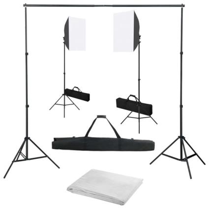 Kit de estúdio fotográfico com softbox de iluminação e fundo