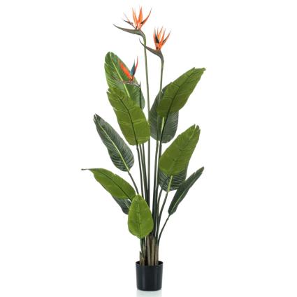 Planta estrelícia artificial em vaso com flores 120 cm