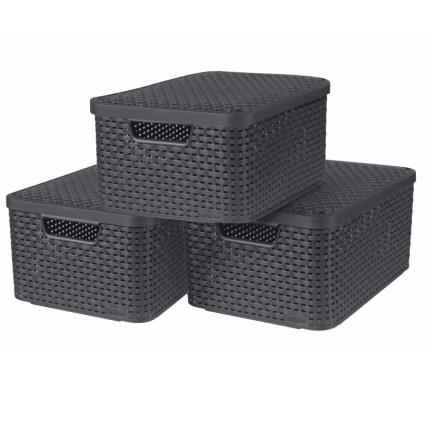 Caixas de arrumação com tampas Style 3 pcs tamanho M antracite