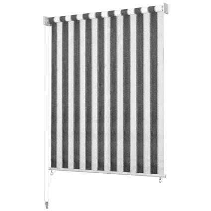 Estore de rolo para exterior 100x140 cm riscas antracite/branco